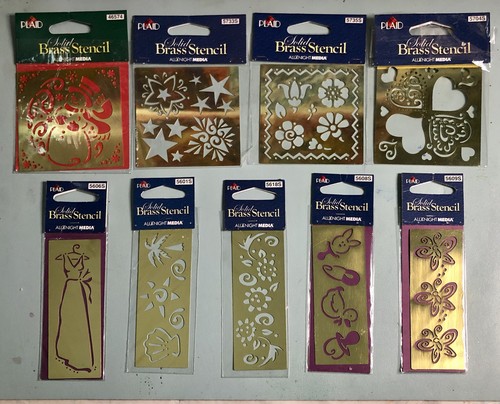 Plaid brass stencils - stencils, bundle