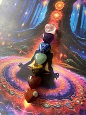 Chakra Crystal Gift Set, 7 Mini Heart Shaped Stones In Organza Bag
