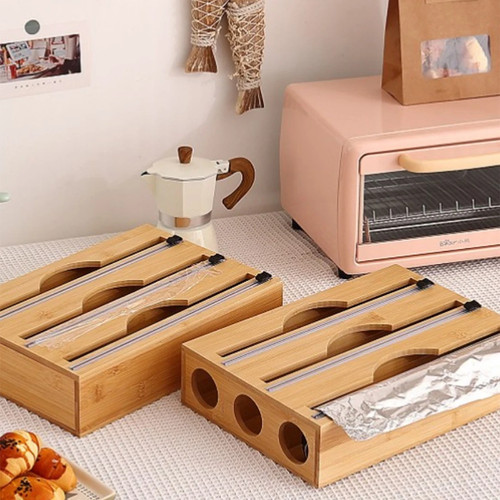 Kitchen wrap dispenser bamboo - kitchen,