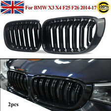 For BMW X3 X4 F25 F26 2014-2017 Gloss Black Front Kidney Grille Double Dual Slat