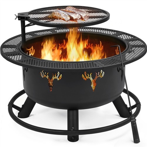 Round wood burning fire - round, pit