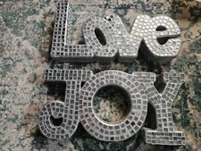 Love and Joy mirror mosaic decorative silver word ornaments