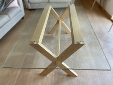 John Lewis 6 Seater Oak Dining Table with Glass Table Top - Excellent Condition