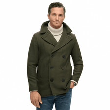 Superdry The Merchant Store Wool Pea Coat - Dark Moss Green