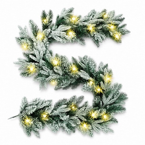Christmas garland pre lit snow - lit,