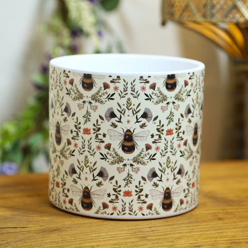 Ceramic botanical bee - botanical, pot