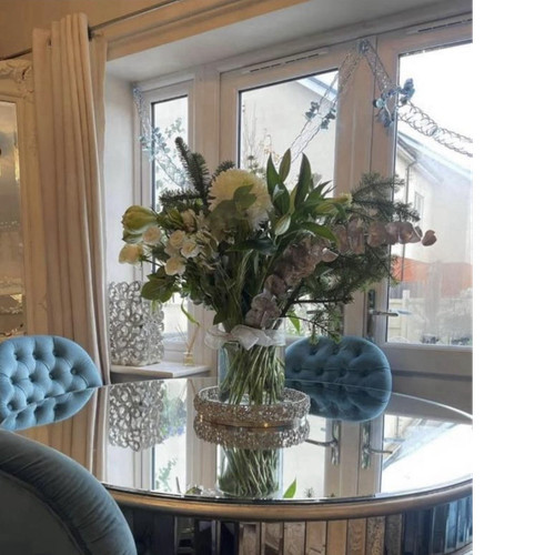 Round glass dining - glass, table