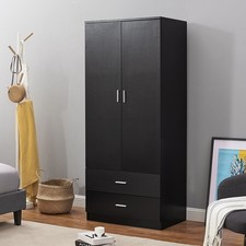 Black 2 Door 2 Drawer Wardrobe