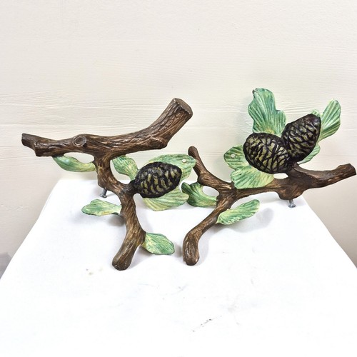 Cast iron pine cone branch - cast,