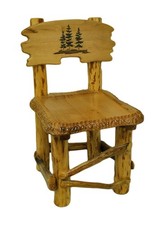 Zeckos Rustic Handcrafted Wooden Pine Tree Forest Dining Chair