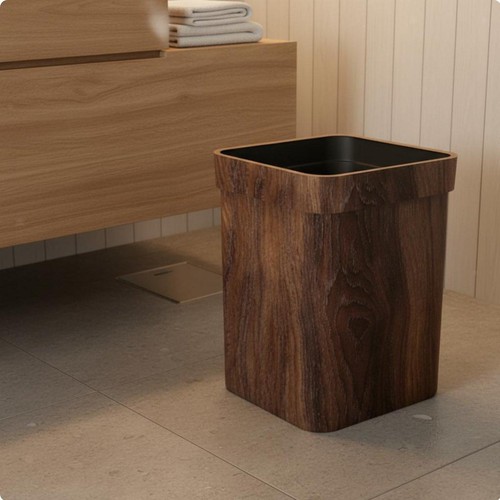 Wood grain trash - can, large