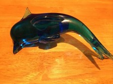 Glass dolphin ornament - dolphin, blue