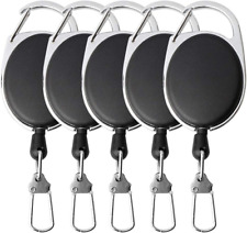 5 Retractable Key Chain Heavy Duty ID Card Fob Lot Belt Clip Lanyard Extendable