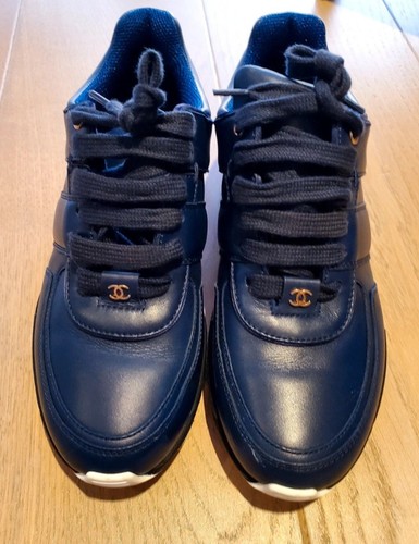 Chanel blue leather trainers - chanel,