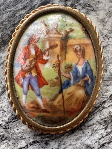 French limoges brooch - french, pin-hand