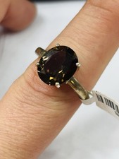 TJC silver and good grade smoky quartz solitaire ring UK size S new with tag