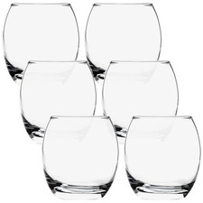 6 Pcs Whiskey Tumbler Glasses Set Drinking Scotch Whisky Glass Rolled Rims 405ml