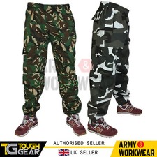 Camo Combat Army Jogging Bottoms Gym Baggy Elasticated Cargo Pocket Mens Trouser
