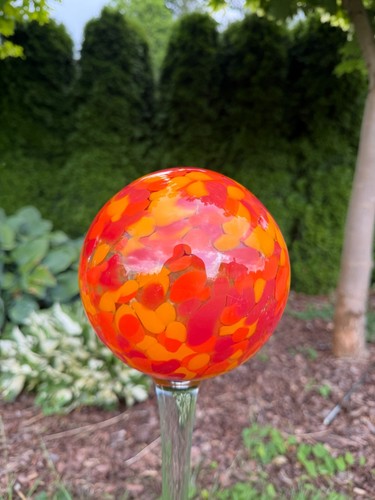 Glass ball red orange - glass, ball,