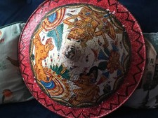 ASIAN RATTAN CONICLE COOLIE BAMBOO HAND PAINTED ADULT HAT