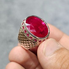 Deep Red Ruby Mens Ring Sterling Silver 925 Handmade Anari Yaqoot Ring Ruby Gem