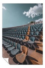 Blue & Orange Seats in an empty Arena Artistic Poster Wall Art Home Decor