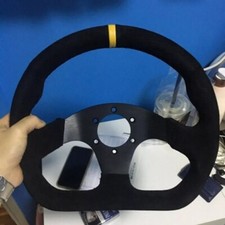 13" FORMULA RACE STEERING WHEEL D SHAPE 320MM BLACK SUEDE BLACK SPOKE UK