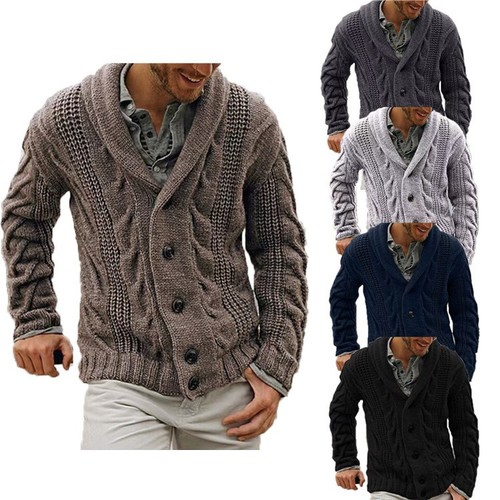 Mens chunky collar cardigan - collar,