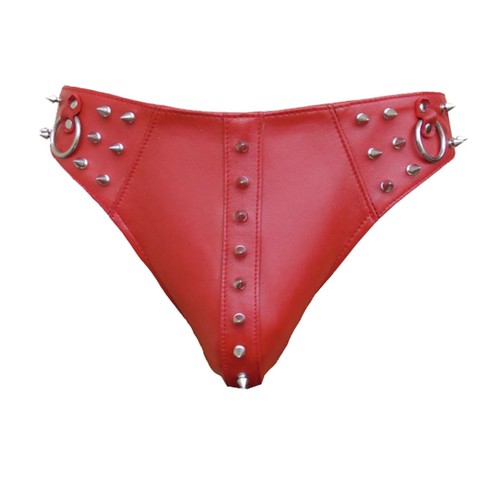 Men red leather jockstrap - men,