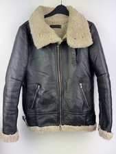 ZARA FAUX SHEEPSKIN SHEARLING LEATHER AVIATOR JACKET Sz XS UK 6 (US 2) Women`s
