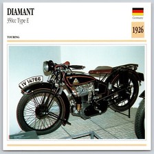 Diamant 350cc Type E 1926 Germany Edito Service Atlas Motorcycle Card
