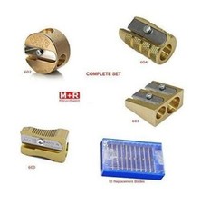 M & R Pencil Sharpeners Solid Brass Single Double Hole Metal