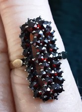 Fabulous Antique Victorian Silver Gilt Garnet Ring Size R