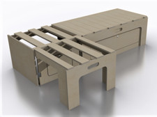 Shape sliding camper - van, bed