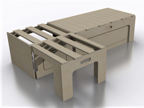Shape sliding camper van bed - l-shape,