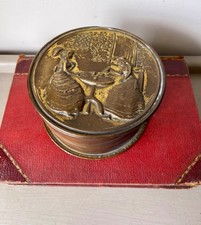 Vintage Brass Tin Tea Caddy with embossed lid Elpec Brass 13.75cm diameter R11