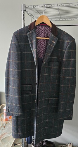 Lambswool long checkered coat - long,