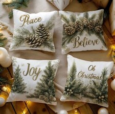 Set Of 4 Beautiful Pine Cone And  Christmas Tree 18X18 Throw Pillow Covers