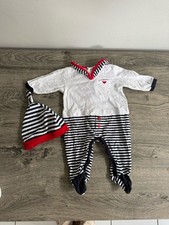 Armani Newborn/1 Month Baby Grow With Matching Mayoral Hat Lovely Condition
