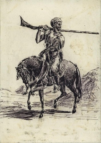 Orientalist scene antique pen - orientalist,