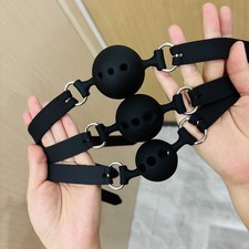 SM Bondage Silicone Open Mouth Ball Gag Drooling with Holes Breathable Men Women