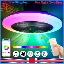 Modern Ceiling Fan with Light Bluetooth APP+Remote Music Speaker RGB Dimmable UK