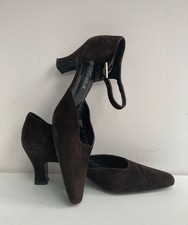 Brown Shoes Size 4 Carvela Party Spool Heel Square Toe Chocolate Suede 37