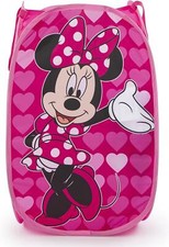 Minnie Mouse 80L Pop-Up Laundry Basket Storage Bin Disney Girls Pink Bedroom