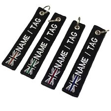 UK Emergency  tag  Vests Bag Blue Line Embroidered key ring fob double-sided