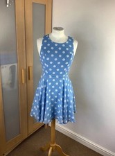 Sans Souci baby blue white spot dress size small