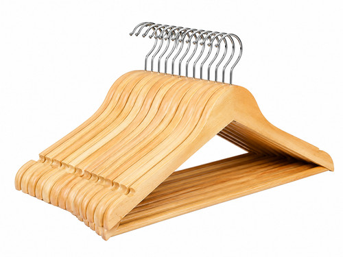 Natural wooden coat hangers - natural,