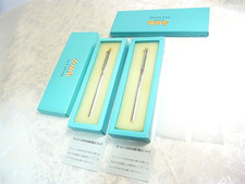 Tiffany & Co. T Clip Ballpoint Pen Silver Plated 2 pcs set with Box