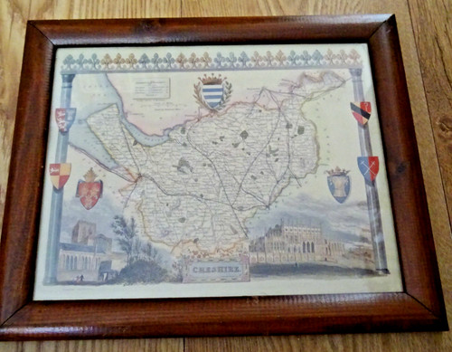 Antique cheshire map thomas - cheshire, by