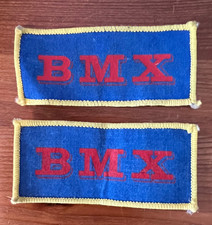 Vintage Pair of BMX Bicycle Moto Cross Sew on Patches  4 x 1.8" Unused